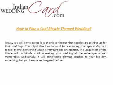 How to Plan a Cool Bicycle Themed Wedding