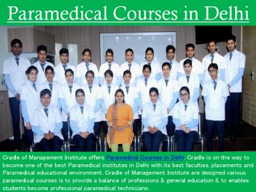 Paramedical Courses in Delhi