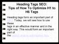 Heading Tags SEO :Tips of How To Optimize H1 to H6 Tags PowerPoint PPT Presentation