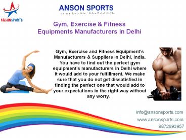 Gym, Exercise & Fitness Equipments Manufacturers in Delhi