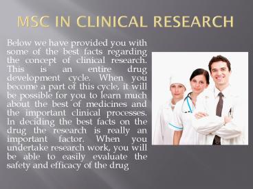 Msc in clinical Research For Bright Future