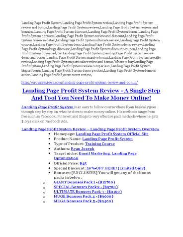 Landing Page Profit System Review-$24,700 BONUS & DISCOUNT