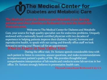 Thyroid Consultant Redwood City, South San Francisco CA