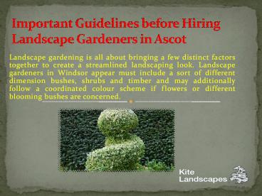 Important Guidelines before Hiring Landscape Gardeners in Ascot