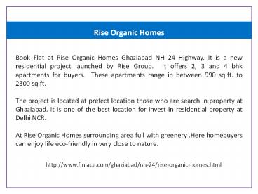 Rise Organic Homes Ghaziabad NH 24 Highway