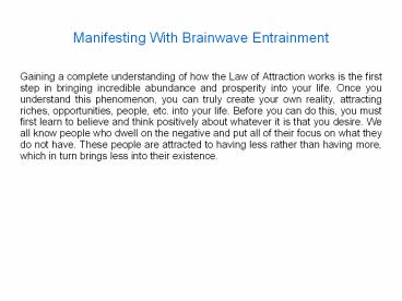 Meditations For Manifestation