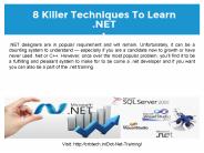 8 Killer Techniques To Learn .NET - CRB Tech