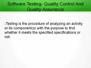 Software testing  quality control and quality assurance Tutorial