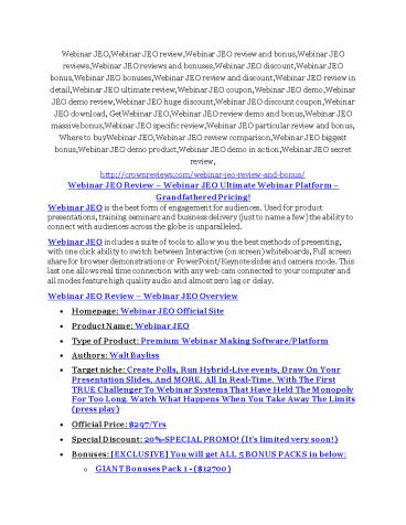 Webinar JEO Review – (Truth) of Webinar JEO and Bonus