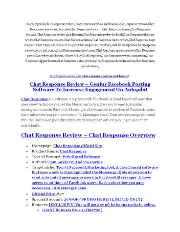 Chat Response Review and (Free) GIANT $14,600 BONUS