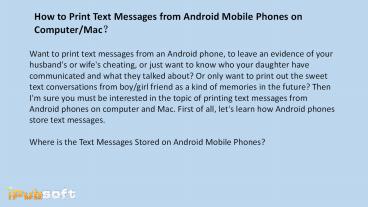 How to print out android phone text messages?