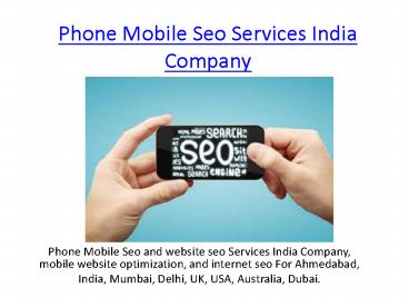 Phone Mobile Seo Services India Company