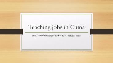 Teaching Jobs in China
