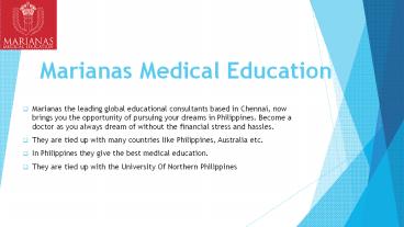 Study MBBS in Philippines  | Marianas Medical Education