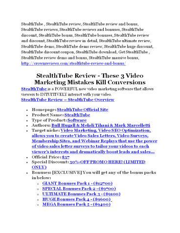 StealthTube review- StealthTube (MEGA) $21,400 bonus