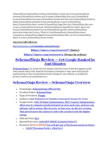 SchemaNinja review - SchemaNinja sneak peek features