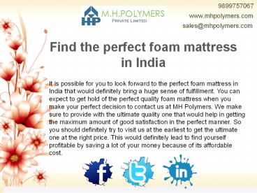 Find the perfect foam mattress in India