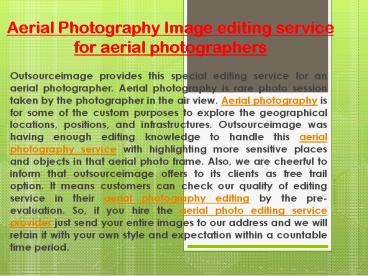 Outsource Aerial photo editing service