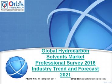 2016 Hydrocarbon Solvents Market Professional Survey Globally