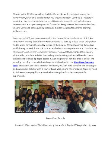 Siem Reap Camping Tour