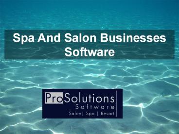 Spa And Salon Businesses Software