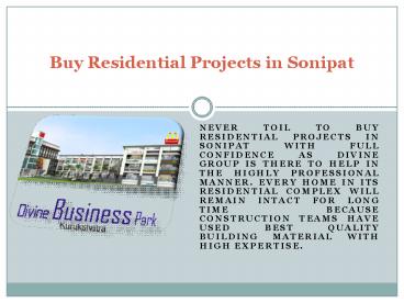 Buy Residential Apartments in Sonipat