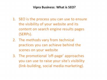 Vipra Business: What is SEO ?