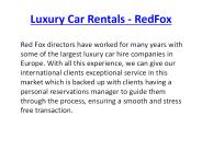 Rent Luxury Cars - RedFox