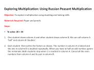 Exploring Multiplication Using Russian Peasant Multiplication