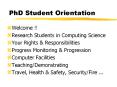 PhD Student Orientation PowerPoint PPT Presentation