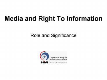 Media and Right To Information
