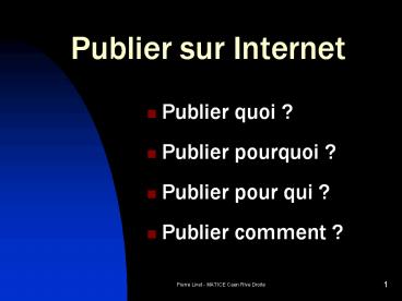 Publier sur Internet