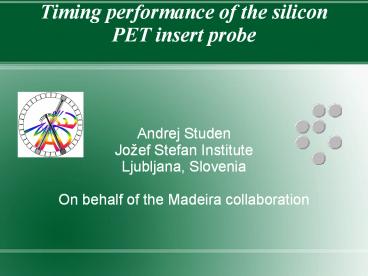 Timing performance of the silicon PET insert probe