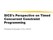 SICS's Perspective on Timed Concurrent Constraint Programming Thomas Sj