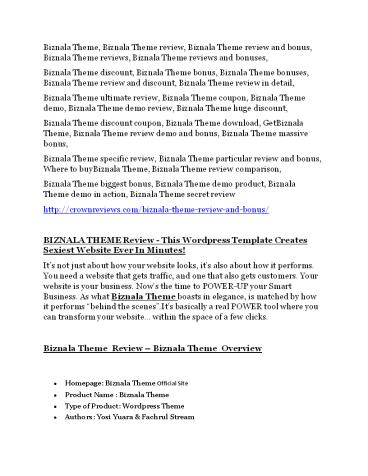 Biznala Theme Review & (BIGGEST) jaw-drop bonuses