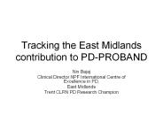 Tracking the East Midlands contribution to PD-PROBAND