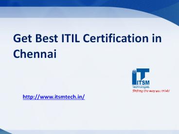 Get Best ITIL Certification in Chennai