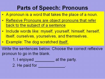 Parts of Speech: Pronouns
