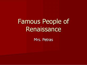 Famous People of Renaissance