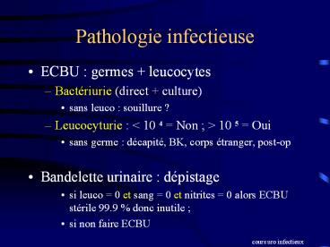 Pathologie infectieuse