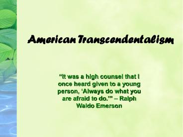 American Transcendentalism