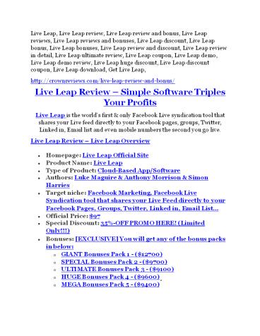 Live Leap review - EXCLUSIVE bonus of Live Leap