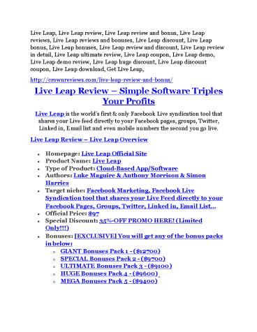 Live Leap review - EXCLUSIVE bonus of Live Leap