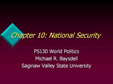 Chapter 10: National Security