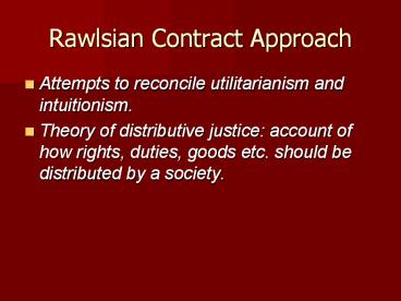 Rawlsian Contract Approach