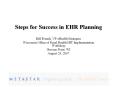 Steps for Success in EHR Planning PowerPoint PPT Presentation