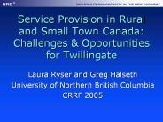 Service Provision in Rural and Small Town Canada: Challenges