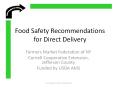 Food Safety Recommendations for Direct Delivery PowerPoint PPT Presentation