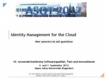 Identity Management for the Cloud