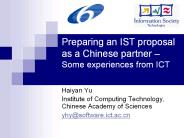 Preparing an IST proposal as a Chinese partner 